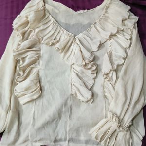 Cream Frill Top