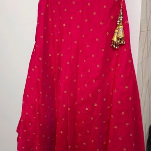 Cold Shoulder Blouse, Magenta Skirt And Dupatta