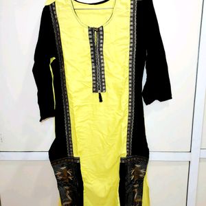 Stylish Ethnic Kurti with Yellow and Black Design