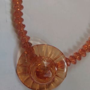 Orange Glass Beads Necklace Set