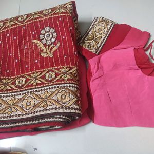 Saree used only once with blouse size 32(adjustabl