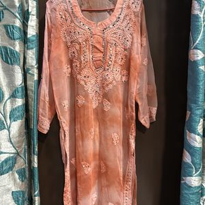 chikankar sheer long kurti