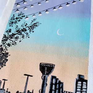 City Lights Acrylic Canvas Sheet (HANDMADE)