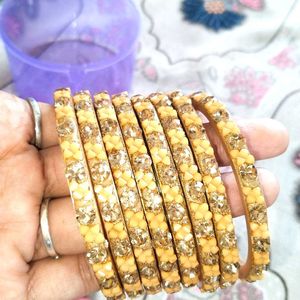 Golden&Small Yellow Flower Bangles