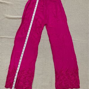 Pink Chikankari Palazzo Pant