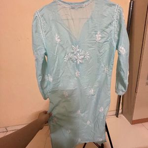 Paramount Chikan Sky Blue Handmade Chikankari Kurt