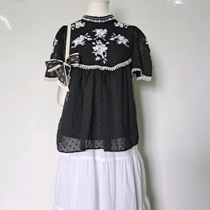 Black Embroidered Top