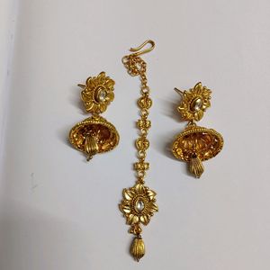 Traditional Antique Mantika And Earring Set