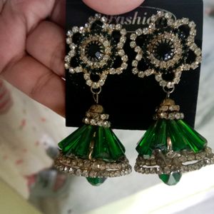 Green Earing Jhumka Combo Set