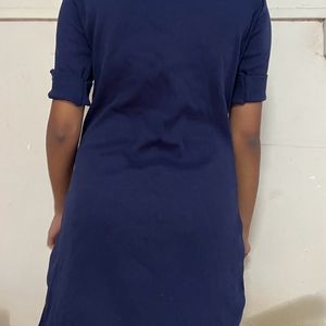 Blue Fitted Casual Dress