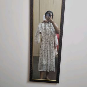 Fit And Flared White Floral Dress