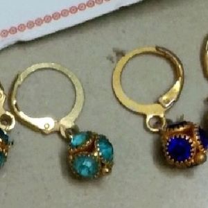 Golden studs Never Used, 2Blue Earrings