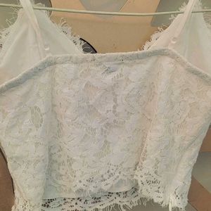 Cute White Mess Party Wear Crop Top.