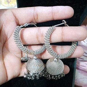 Oxidised Silver Colour Jhumkas🤍