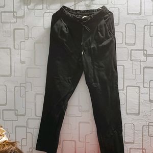 MANGO Women Black Solid Pleated Track Pants