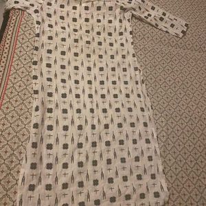 White Black Printed Kurti (M)