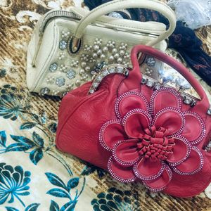 Red Wedding Handbags With Golden Chain