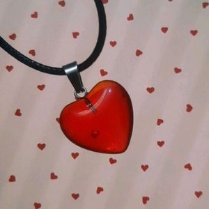 Y2k Glass Heart Pendant With Cord