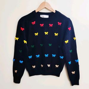 Black Multicolour Design Sweater Size-36-38