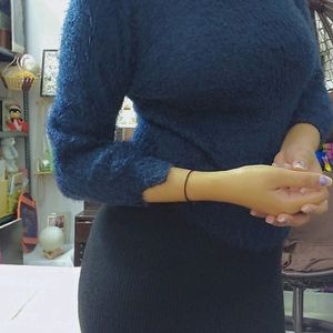 Navy blue Fur Sweater