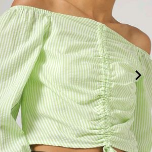 Ruched Offer Shoulder Crop Top