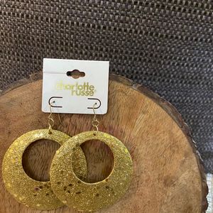 Large Gold Tone Round Statement Earrings