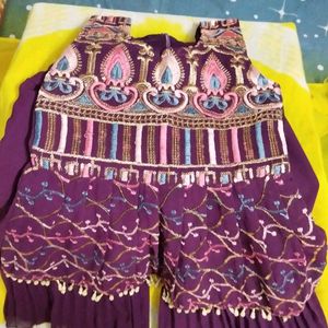 Cute Purple Sharara Suit Set, Ready To Wear