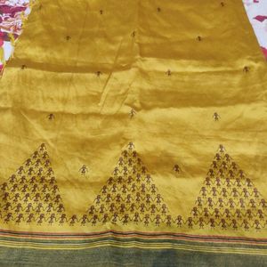 Gold Colour Beautiful Artsilk Saree