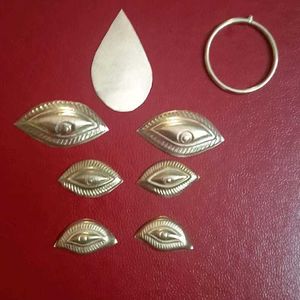 Pure Silver (Chandi) Eyes And Bindi One Ring Free