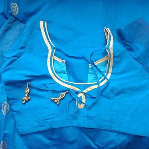 Blue Cotton Saree