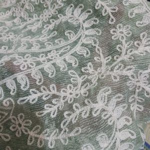 Net Light Green Dupatta With Embroidery