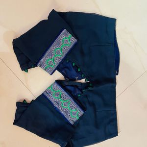 Blue Blouse With Beautiful Back Design