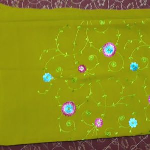 New Georgette Pink And Mehndi-Green Dress Material