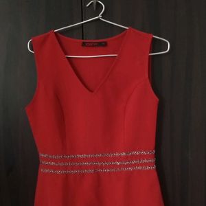 ORANGE V NECK BODYCON DRESS