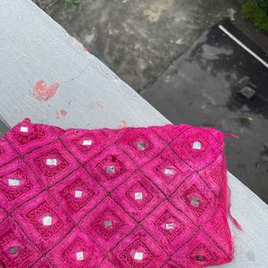 Pink Mirror Work Kurta