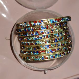 Multi-colored Stoned Bangles Set Of 8