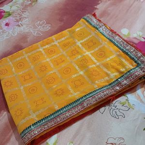 Mustered Yellow Festive Saree 🥻