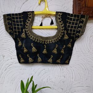 (New) Embroidered Padded Black & Golden Blouse