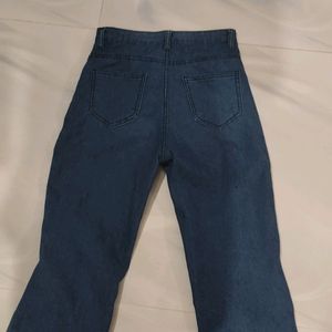 Blue High-waisted Bootcut Jeans For Women