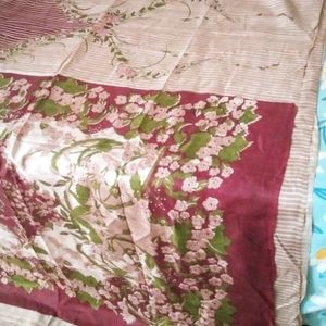 floral printed soft silk saree attached फॉल