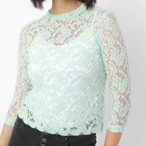 Lace Slim Fit High-Neck Top