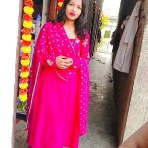 Pink Kurti With Dupatta Set