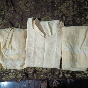 Cotton Chikankari Kurta Set 3 Pcs