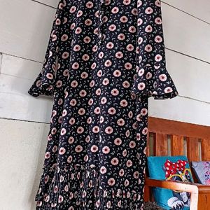 Women Black Flower Dress