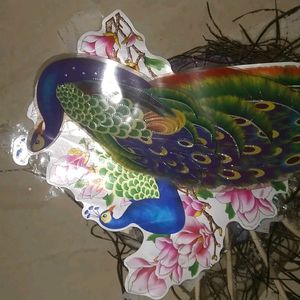 Wall Decorative Item With Dancing Peacock Feathers