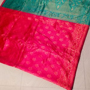 Pink Colour Banaras Silk Saree