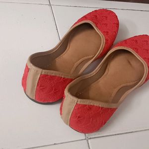 Brand New Red Juttis, with embroidery design