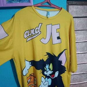 Yellow Printed Tom& Jerry Top