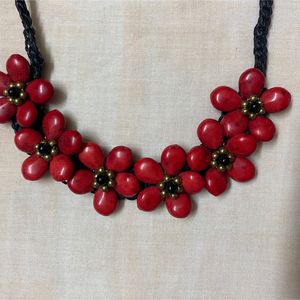 Boho Red Flower necklace