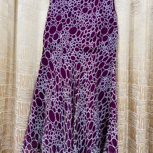 Wine Color Dress With Geometry Print